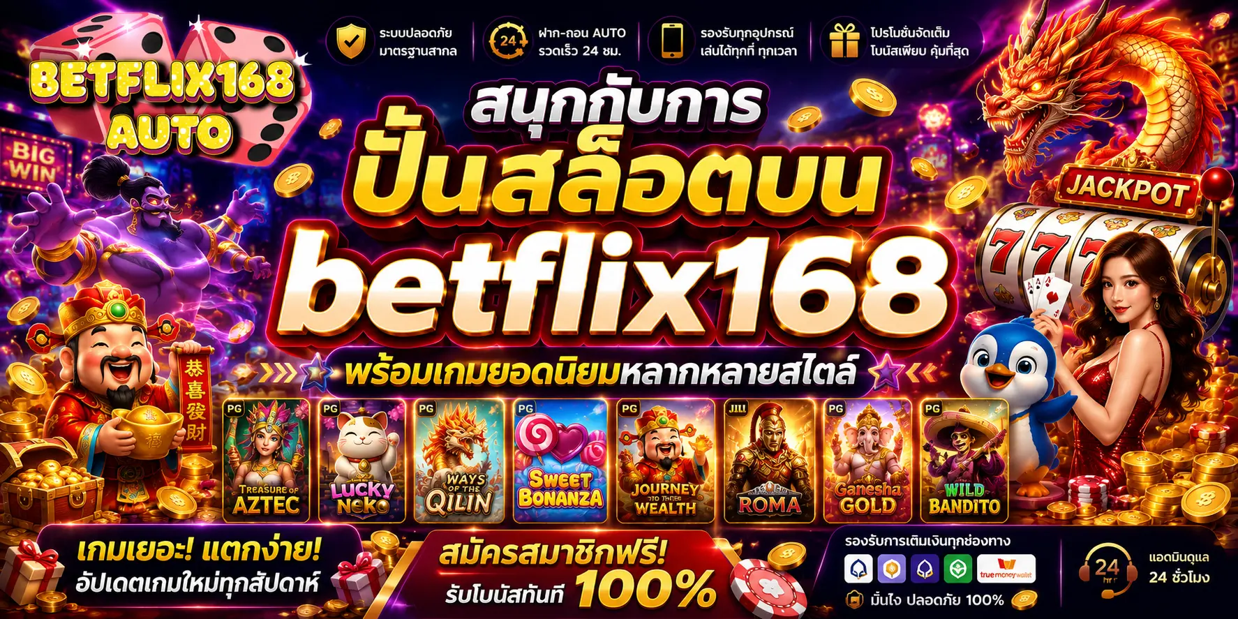 สนุกกับการปั่นสล็อตบน betflix168 พร้อมเกมยอดนิยมหลากหลายสไตล์